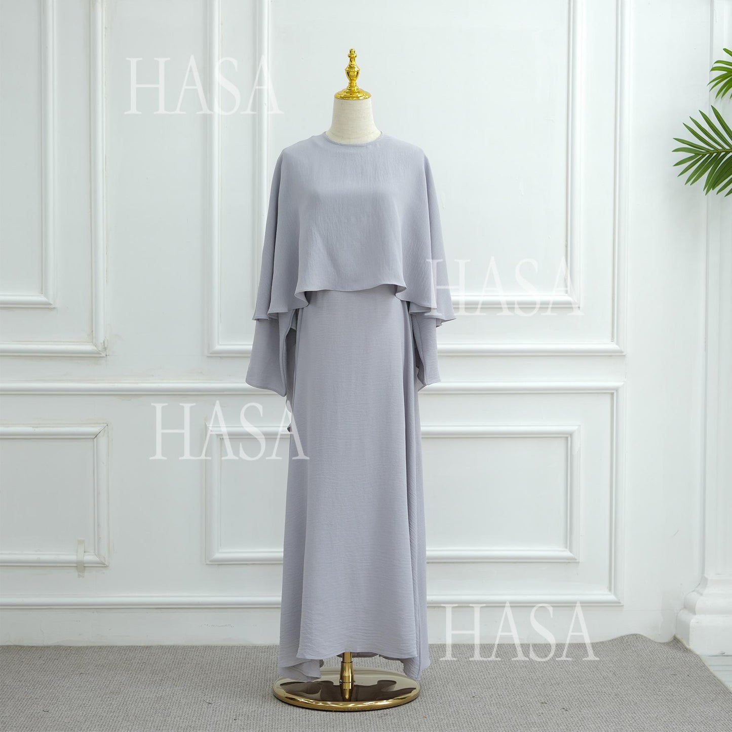HS6532 Slim-fit waist cape robe two-piece set