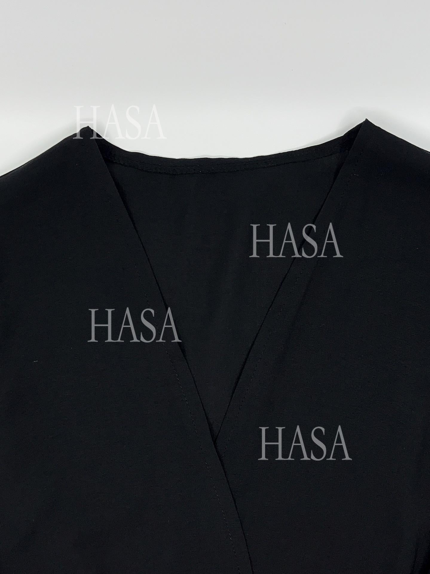HS6543 Elegant Abaya with Hand-Embroidered Pearl Details