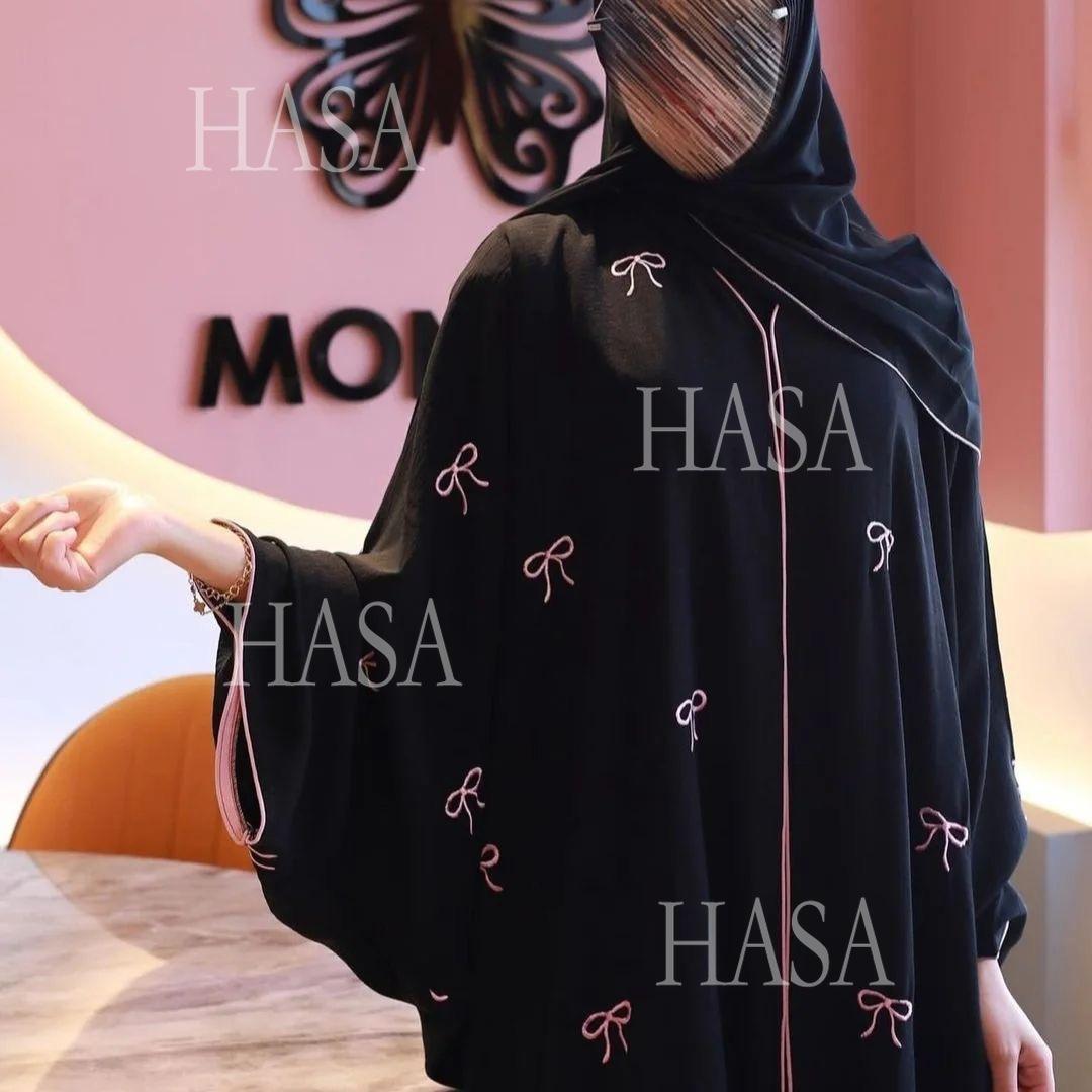 HASA HS6557 Elegant Bow-embroidered Robe with Optional Matching Headscarf