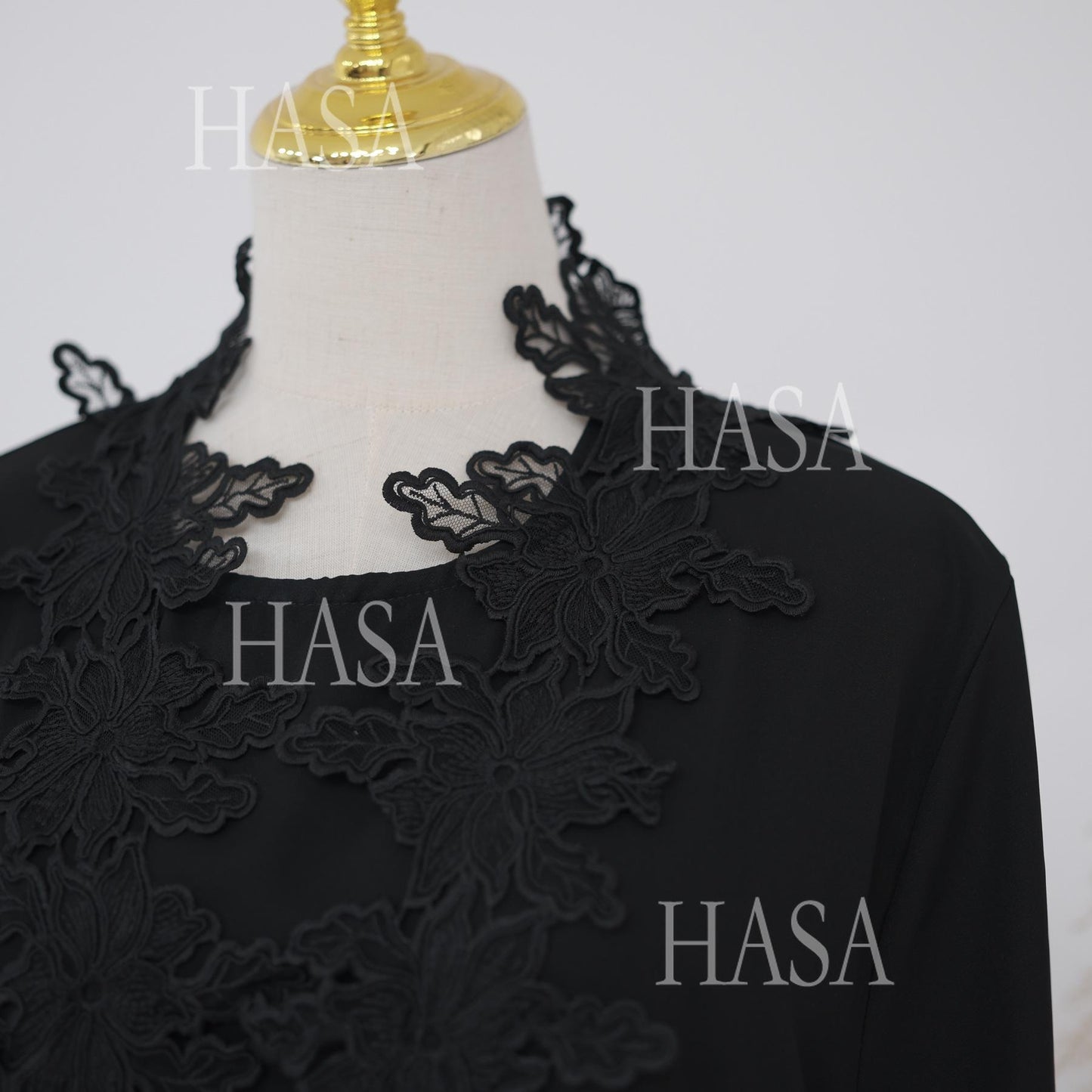 HASA HS6780 Chic Floral Embroidered Open Abaya Two Piece Outfit