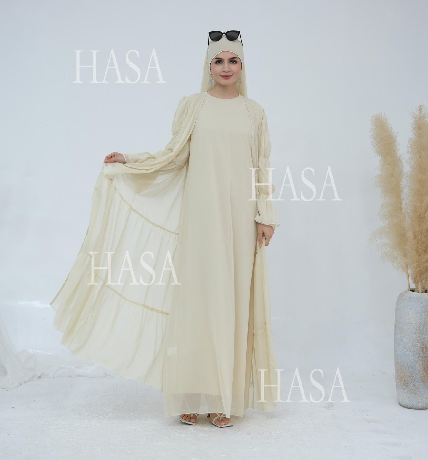 HS5881 Simple Two-piece Suit, A Dress Combination That Combines Comfort and Elegance closed abayas
