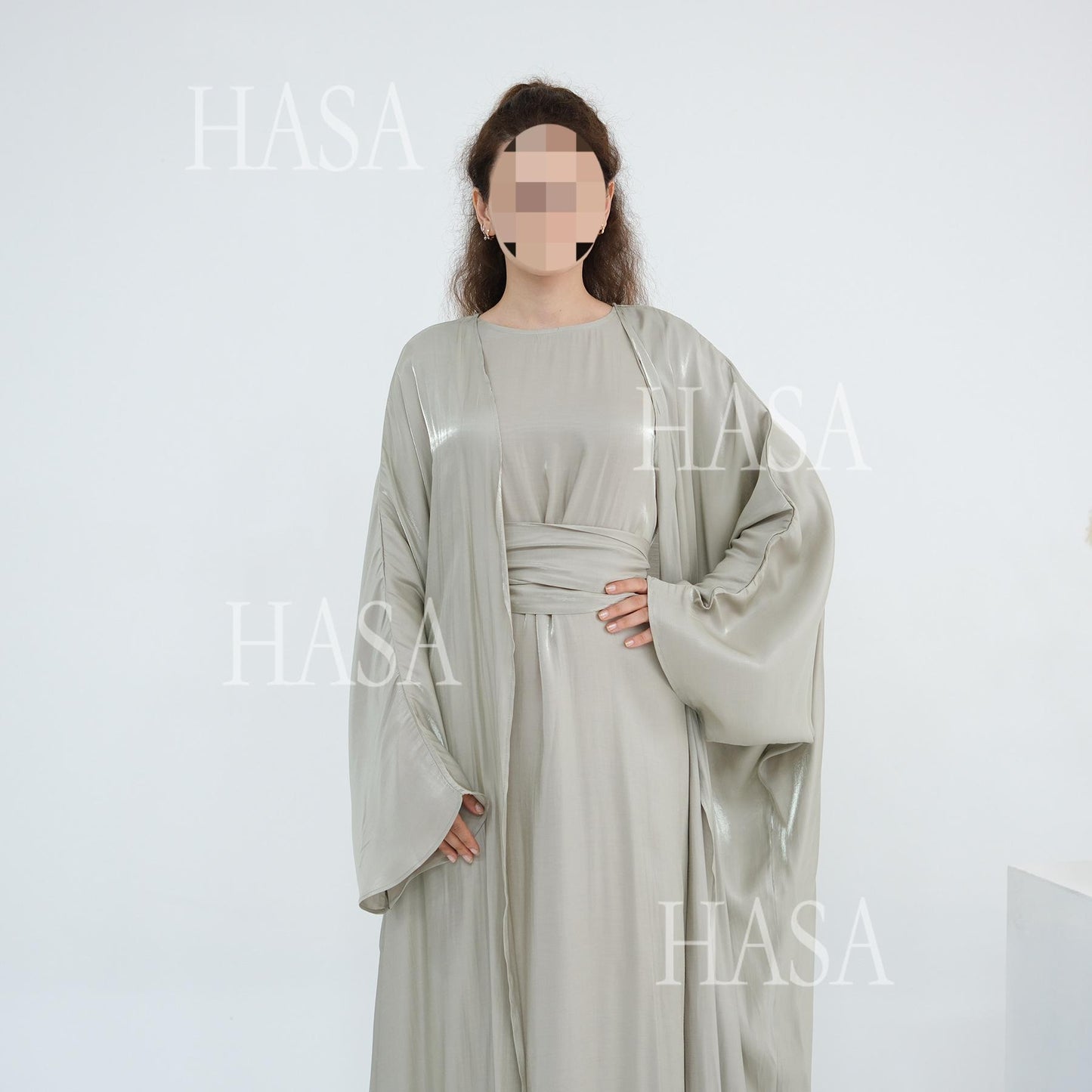 HS6530 Solid color simple two-piece long skirt suit