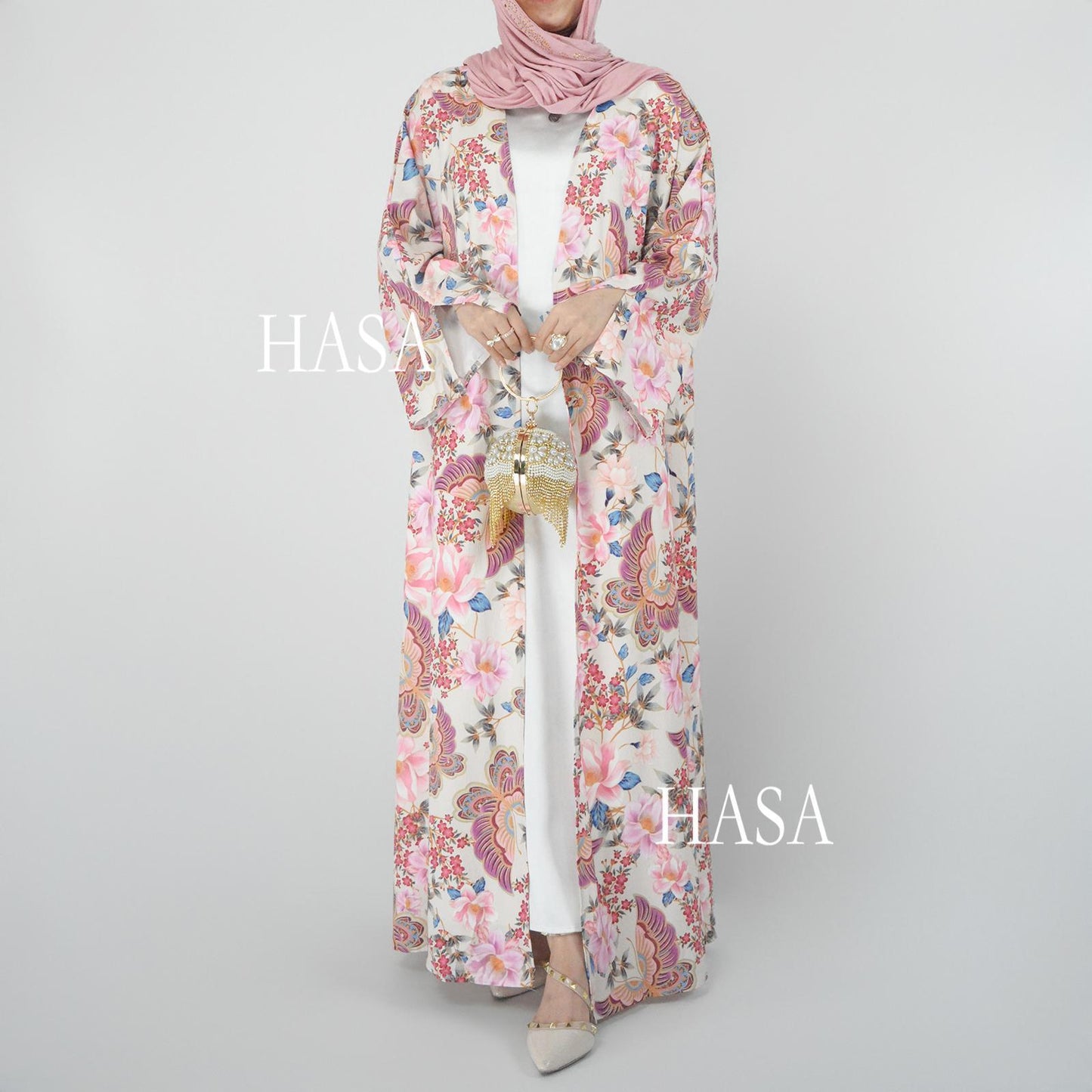 HS6323 Airy Summer Cardigan with Delicate Floral Prints