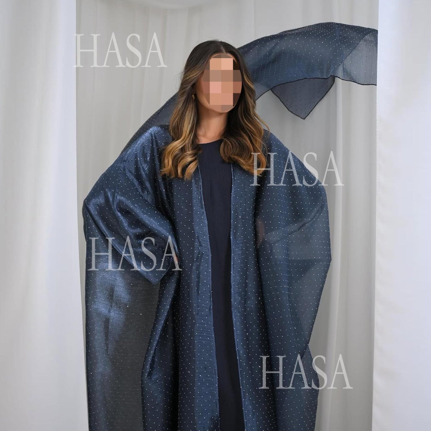 HS6493 Lightweight Ice Flower Ruffle Textured Rhinestone Robe Three-Piece Set