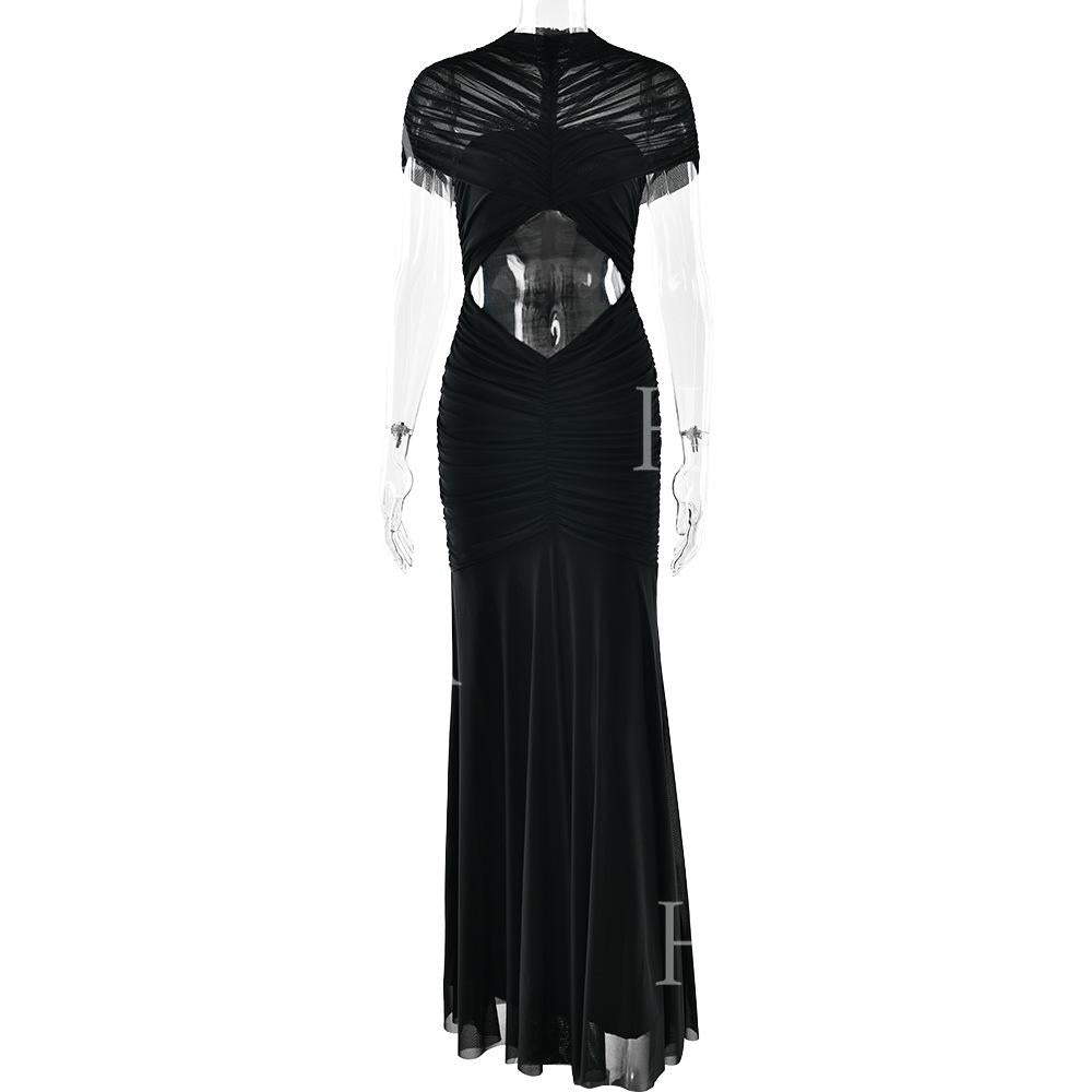 HASA HS6769 Luxury High Neck Body Sculpt Maxi Dress
