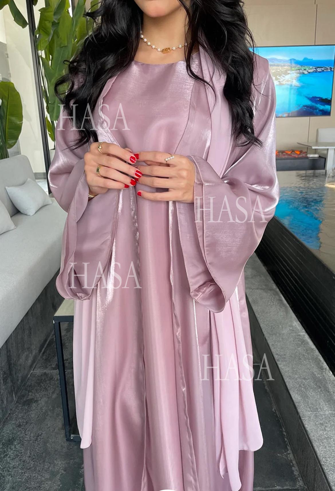 HS6579 Women's Purple Organza Two-Piece Robe (Long Skirt + Jacket)