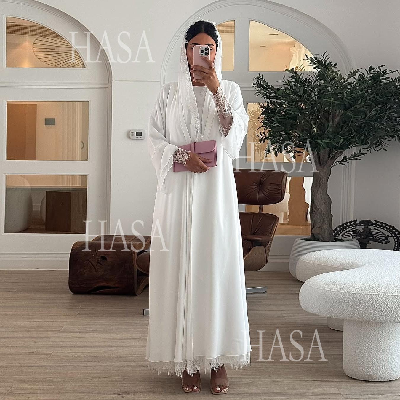 HASA HS6807 Chic Flowing Lace Detail Outerwear