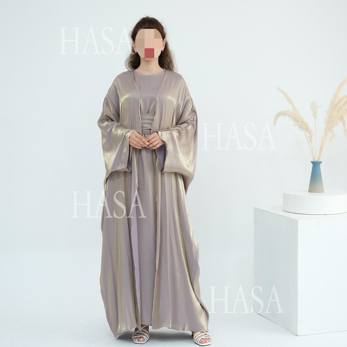 HS6530 Solid color simple two-piece long skirt suit