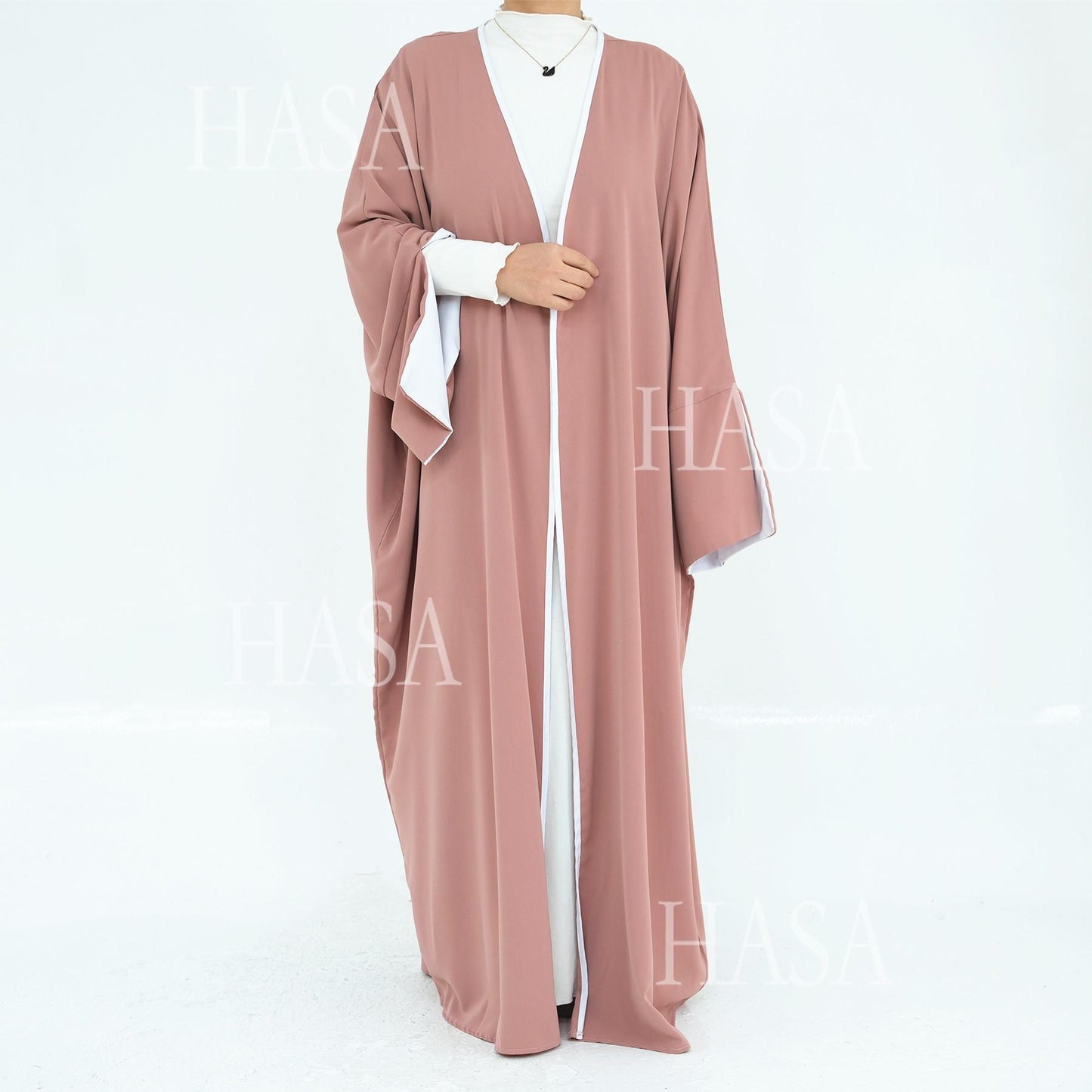 HS5877 The Loose-fitting Robe Has A Lightweight Silhouette That Is Perfect for Any Occasion open abaya outfit