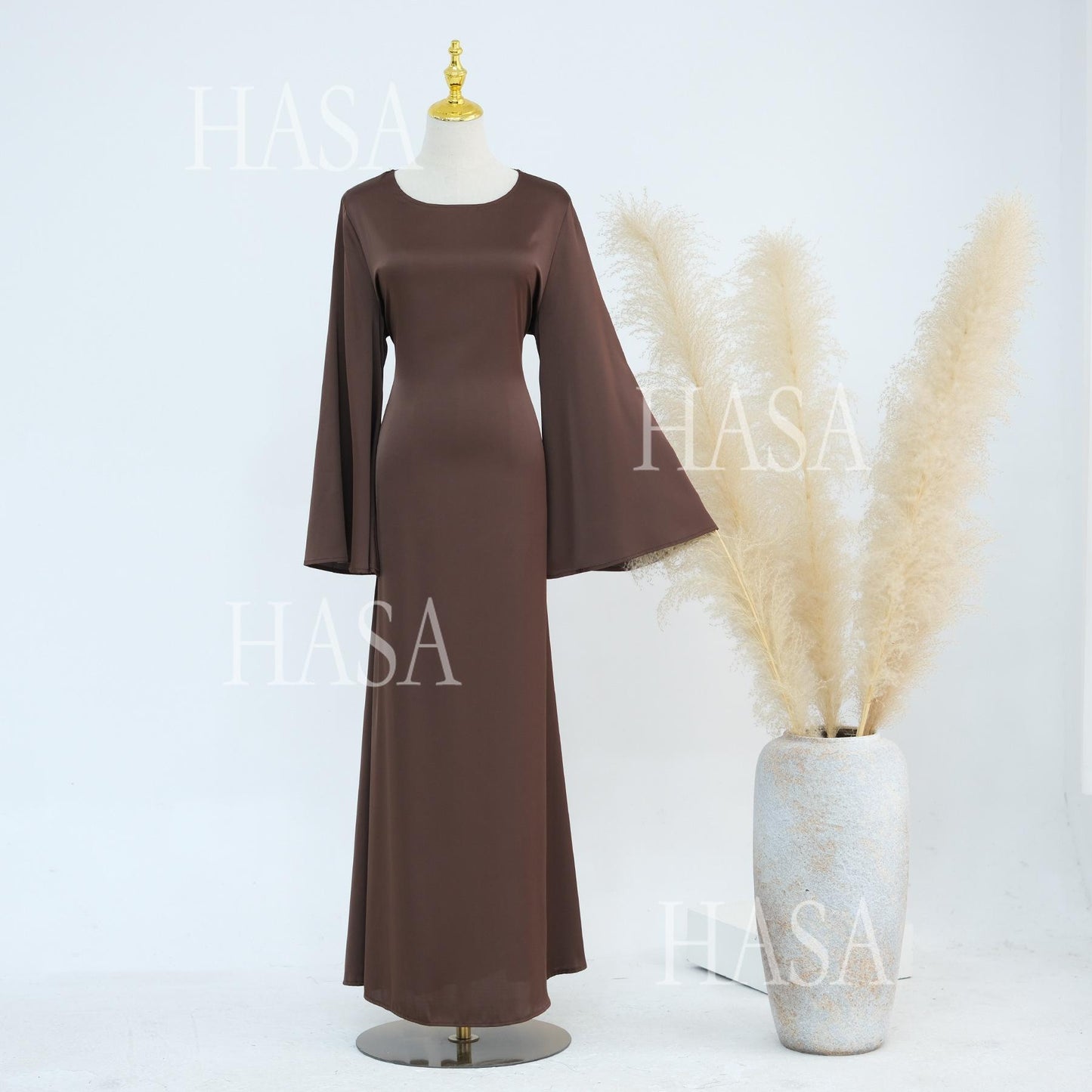 HS5870 Elegant drape two-piece robe dress-Light luxury street style abaya girl