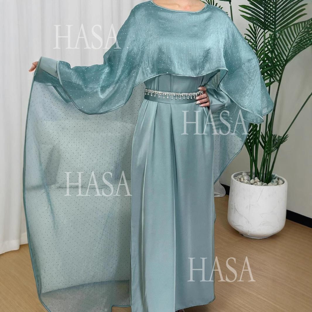 HASA's Series HS6573 Abaya Elegant Cape-style Long Dress