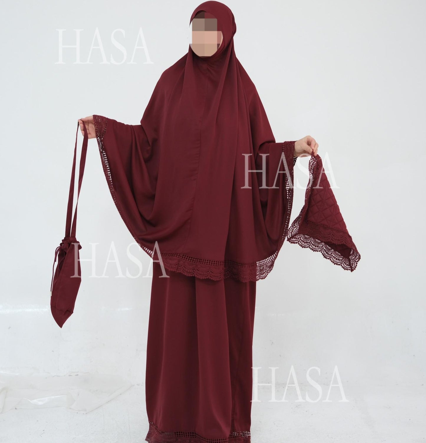 HS6615 Lace Prayer 4-Piece Set (Includes Prayer Mat and Storage Bag)