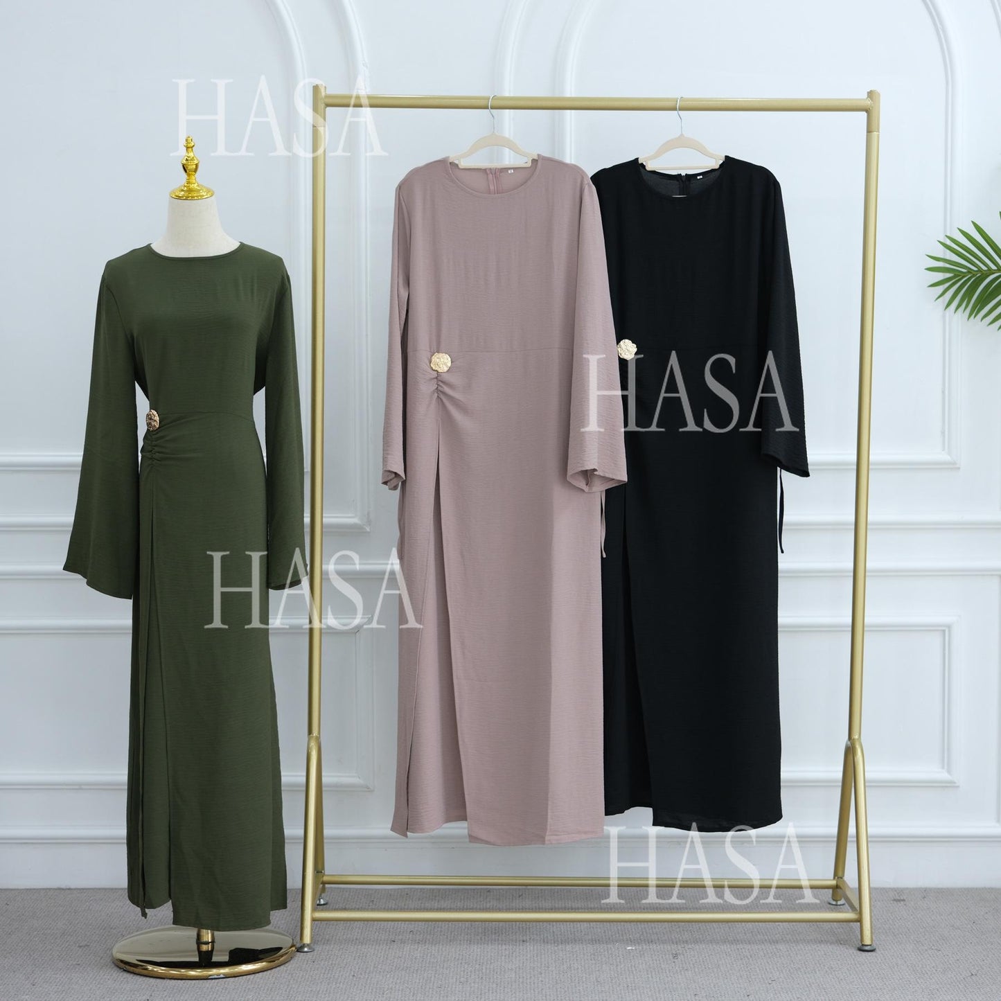 HS6549 Minimalist Abaya with Waist Detail