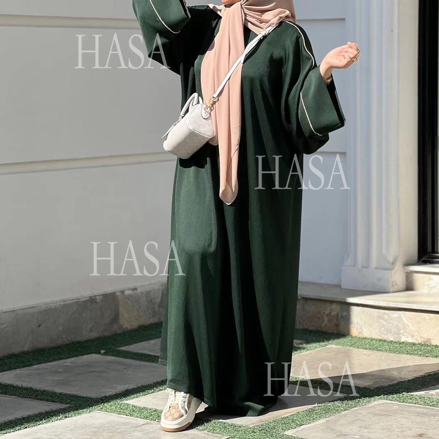 HS5876 Robe with Detailed Design and Gentle Texture for Daily Light Wear abayas