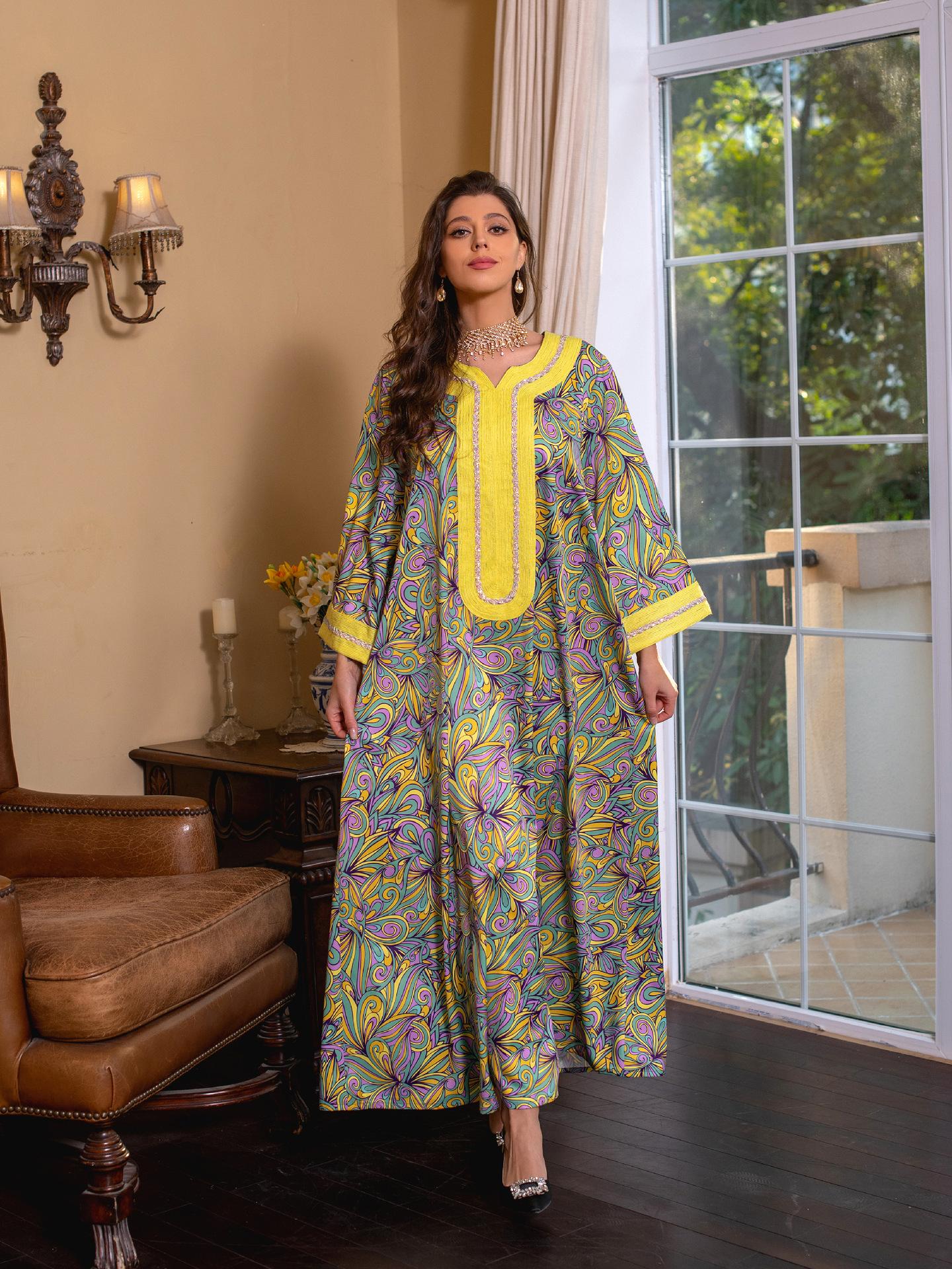 Robe musulmane brodée à diamants chauds HASASERIES HS1074