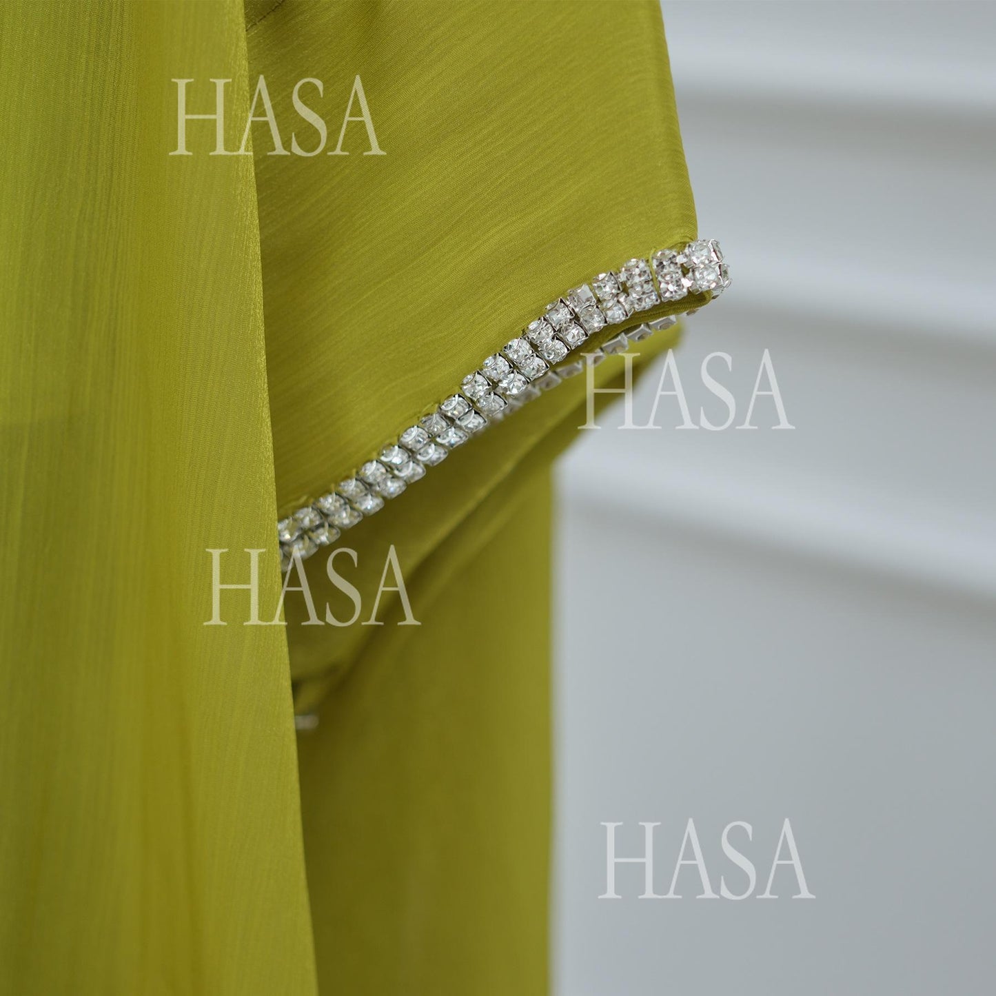 HS6553  Two-Piece Solid Abaya with Beaded Details and Matching Scarf Option