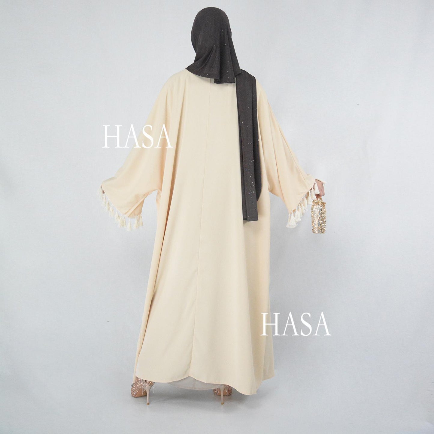 HS6326 Soft Drape Summer Cover-Up with Tassel Trim Sleeves