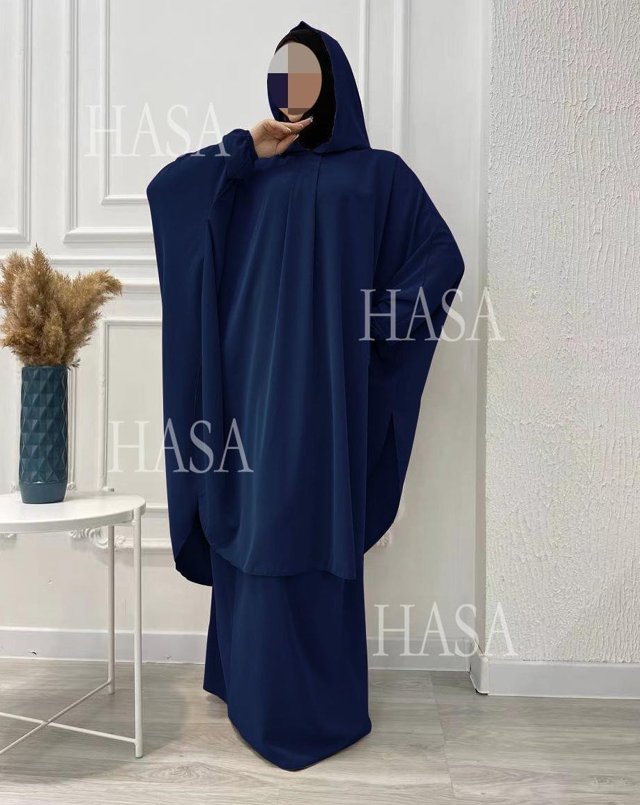 HS6583 Solid Color Long Robe Dress with Wide Swing Design
