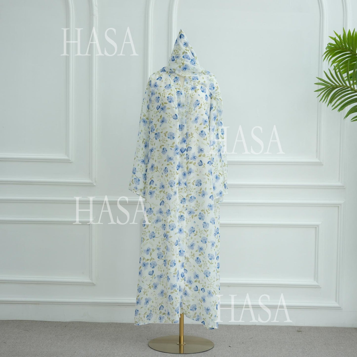 HS6515 Summer Printed Chiffon Jacket and Headscarf Two-Piece Set