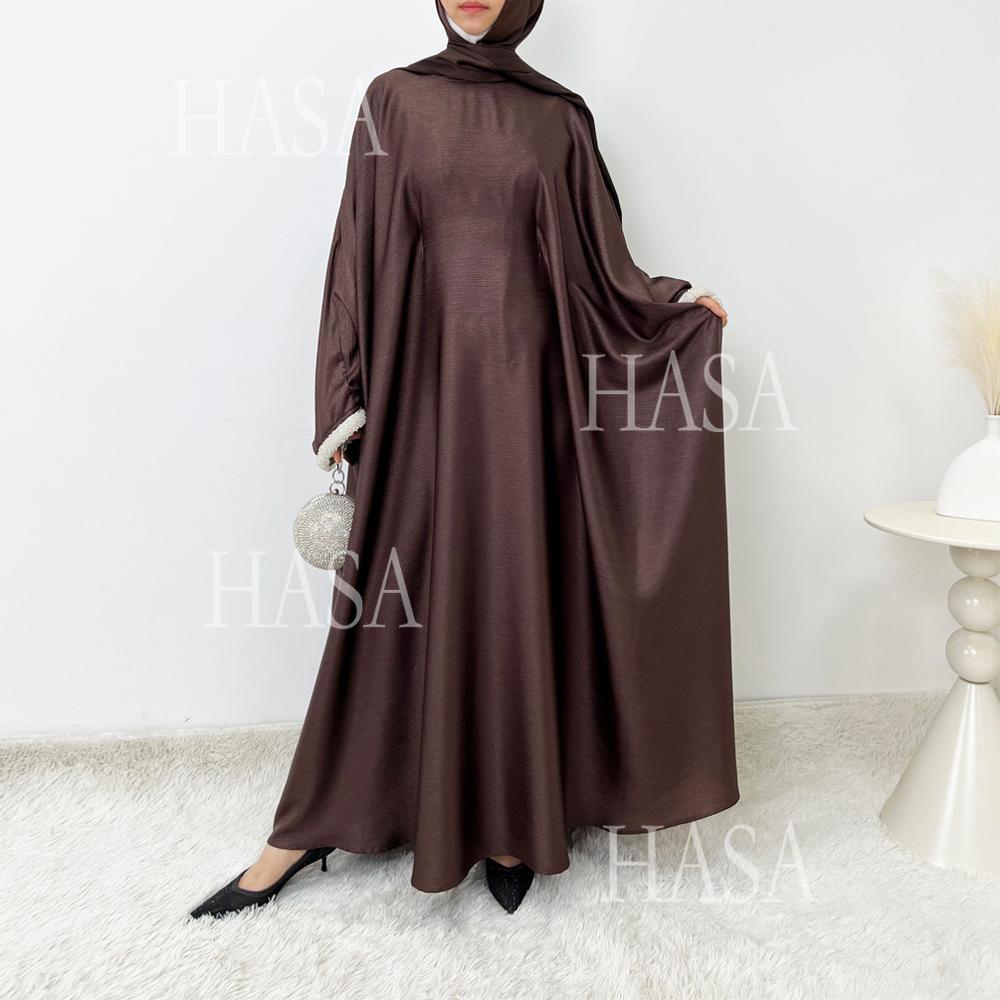 HS6496 Simple and Elegant Bat Sleeve Beaded Robe Dress (headscarf Not Included)