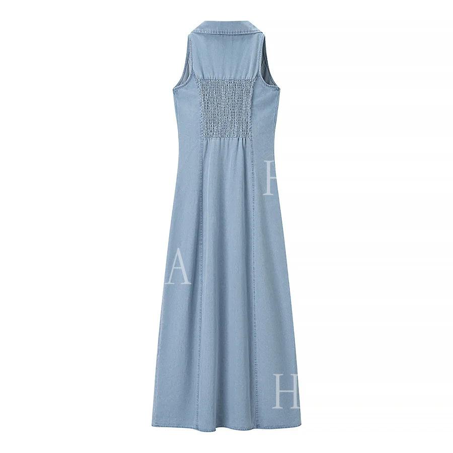 HASA HS6773 Slim Fit Sleeveless Split Hem Denim Dress for Women