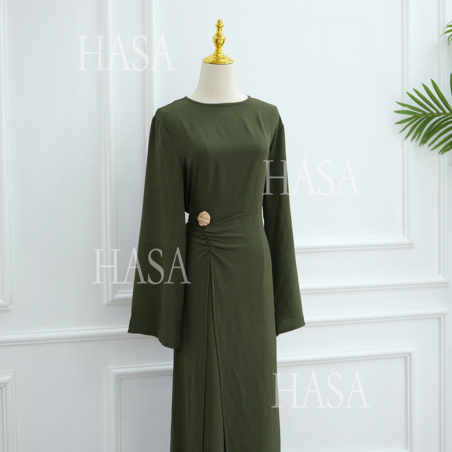 HS6549 Minimalist Abaya with Waist Detail