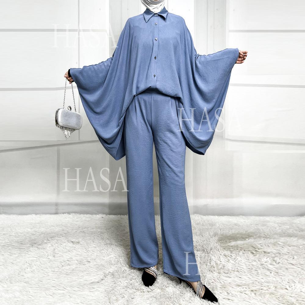 HS5855 High-end Crepe Linen Two-piece Suit (headscarf Not Included), Stylish and Simple, Showing Elegance