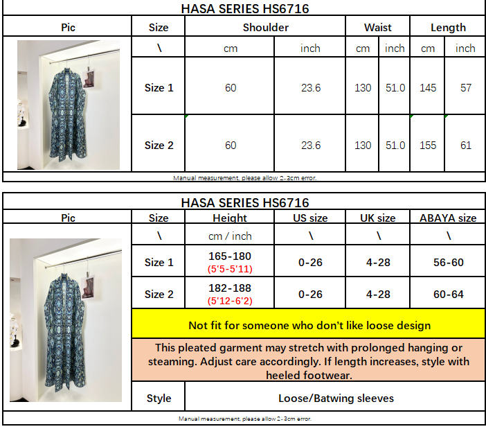 HS6716 Rtisan Elegance  Blue Printed Abaya with Traditional Motifs