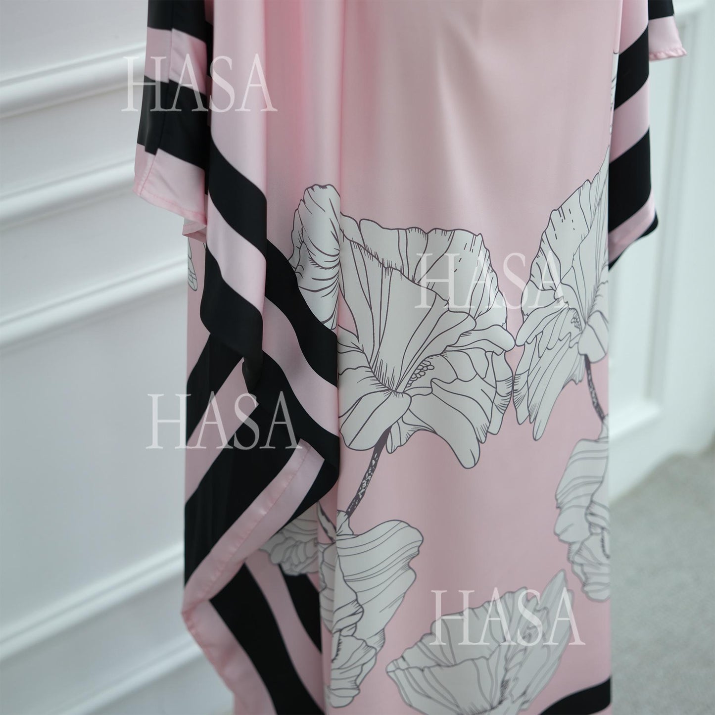 HS6556 Colorblock Print Cardigan Robe Dress