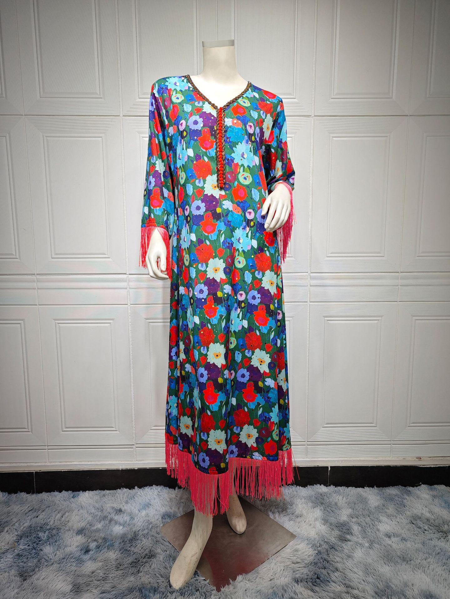 HASASERIES HS1080 Abaya musulmane décontractée imprimée