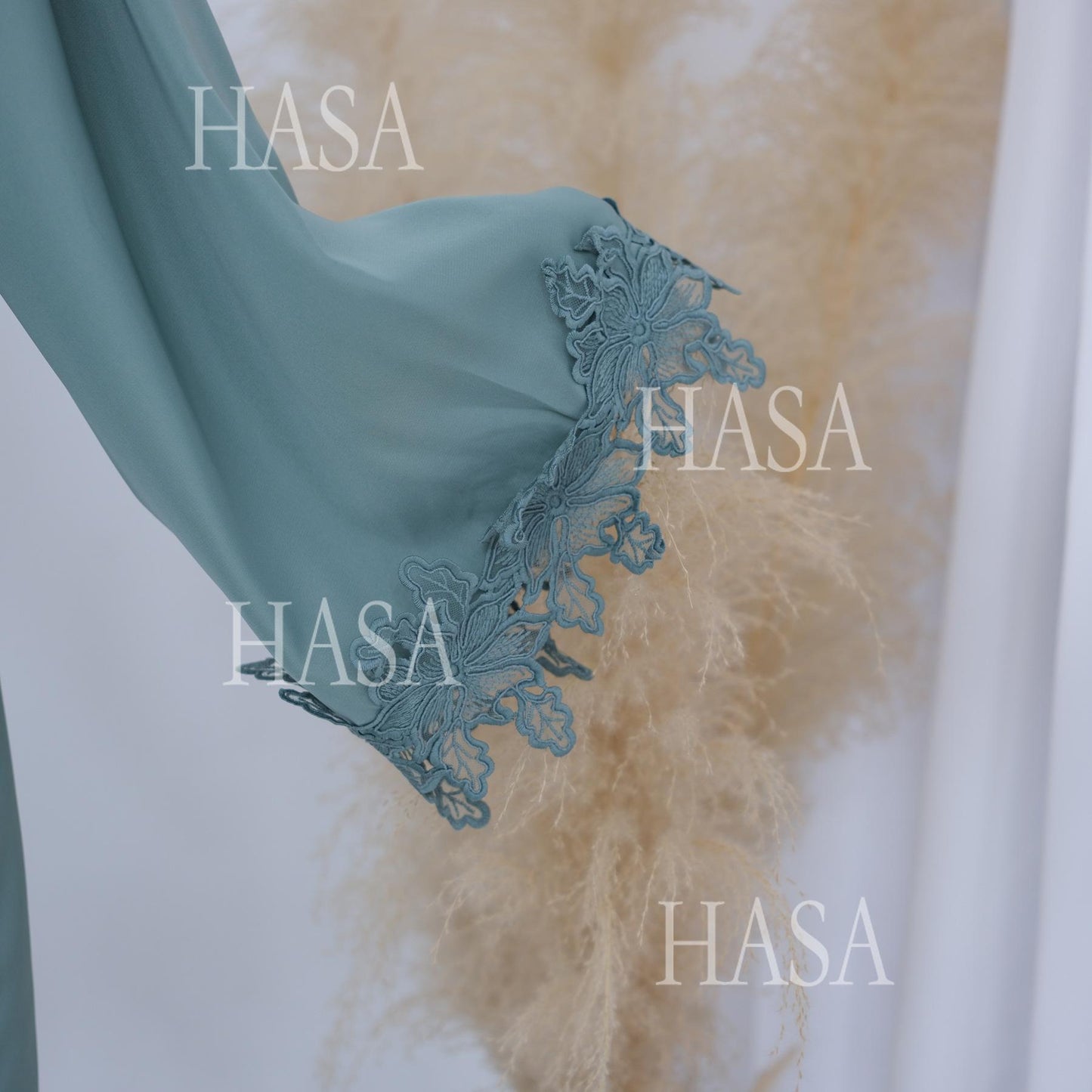 HASA HS6780 Chic Floral Embroidered Open Abaya Two Piece Outfit