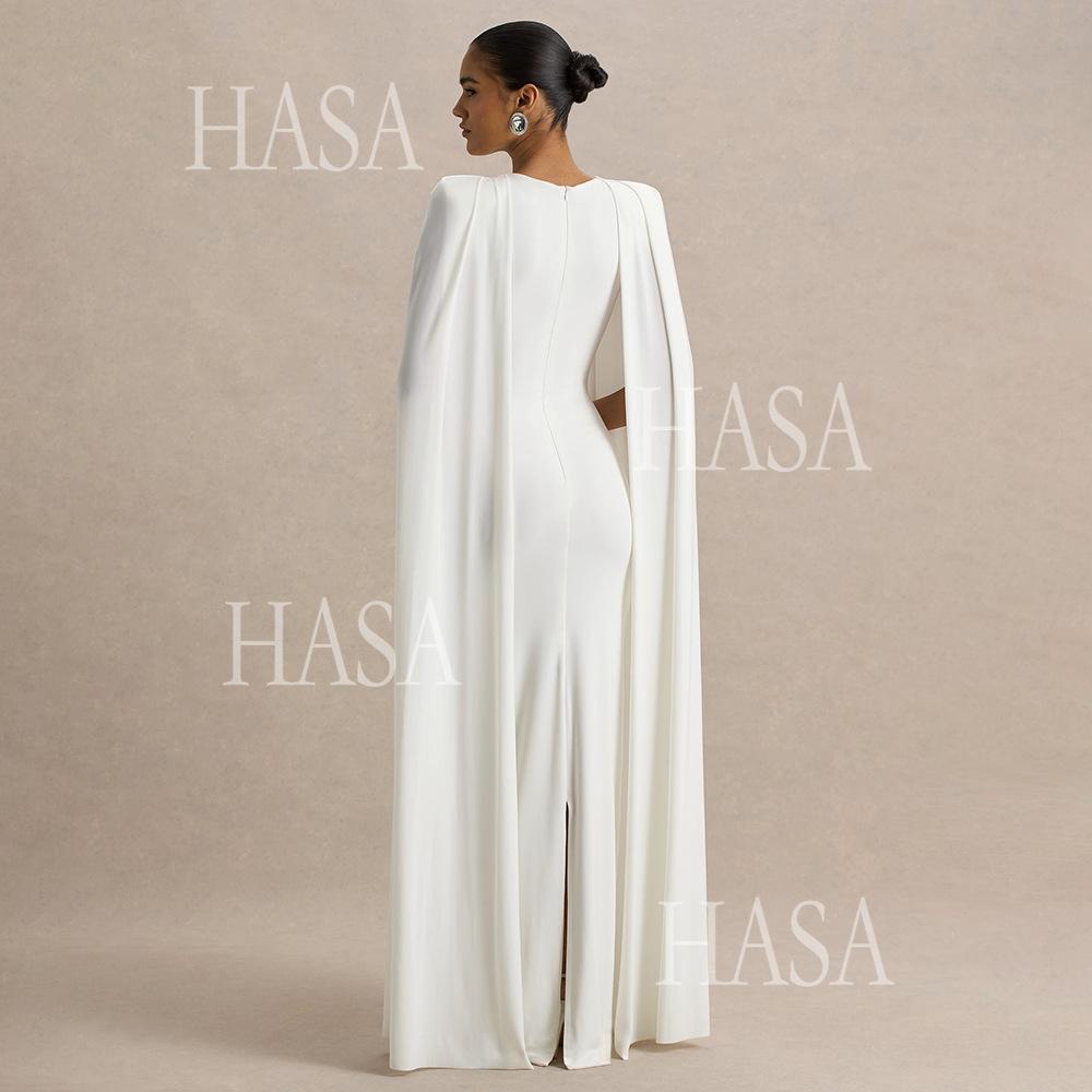 HASA HS6774 Luxury Long Sleeve Cape Style Bodycon Dress