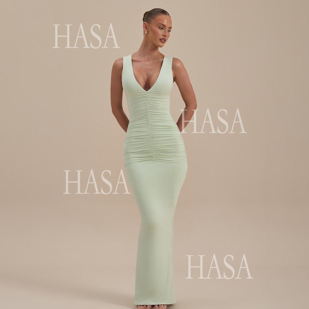 HASA HS6766 Chic Sleeveless Figure Hugging Dress