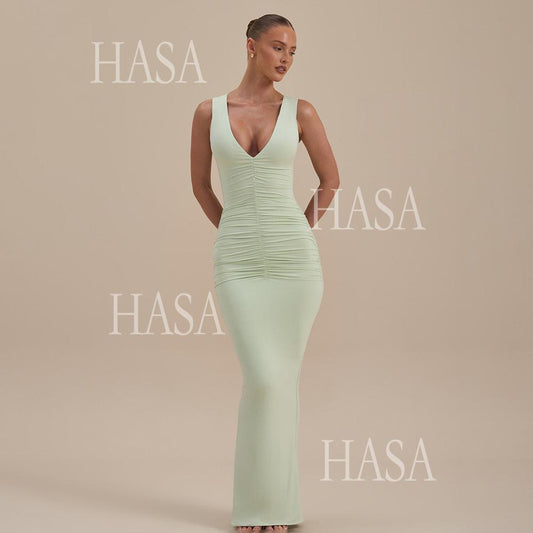 HASA HS6766 Chic Sleeveless Figure Hugging Dress