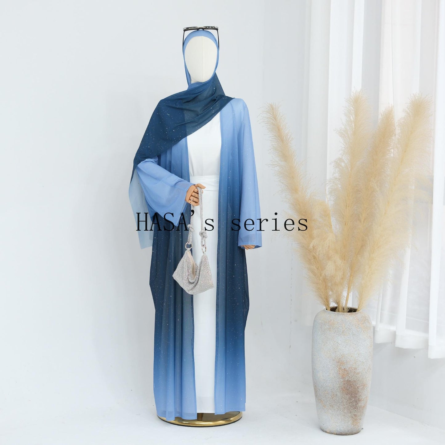 HS4839 Gradient Sequined Long Cardigan