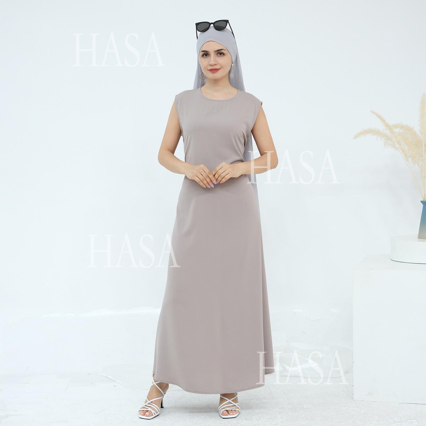 HS6470 Sleeveless Long Dress with Adjustable Back Lacing