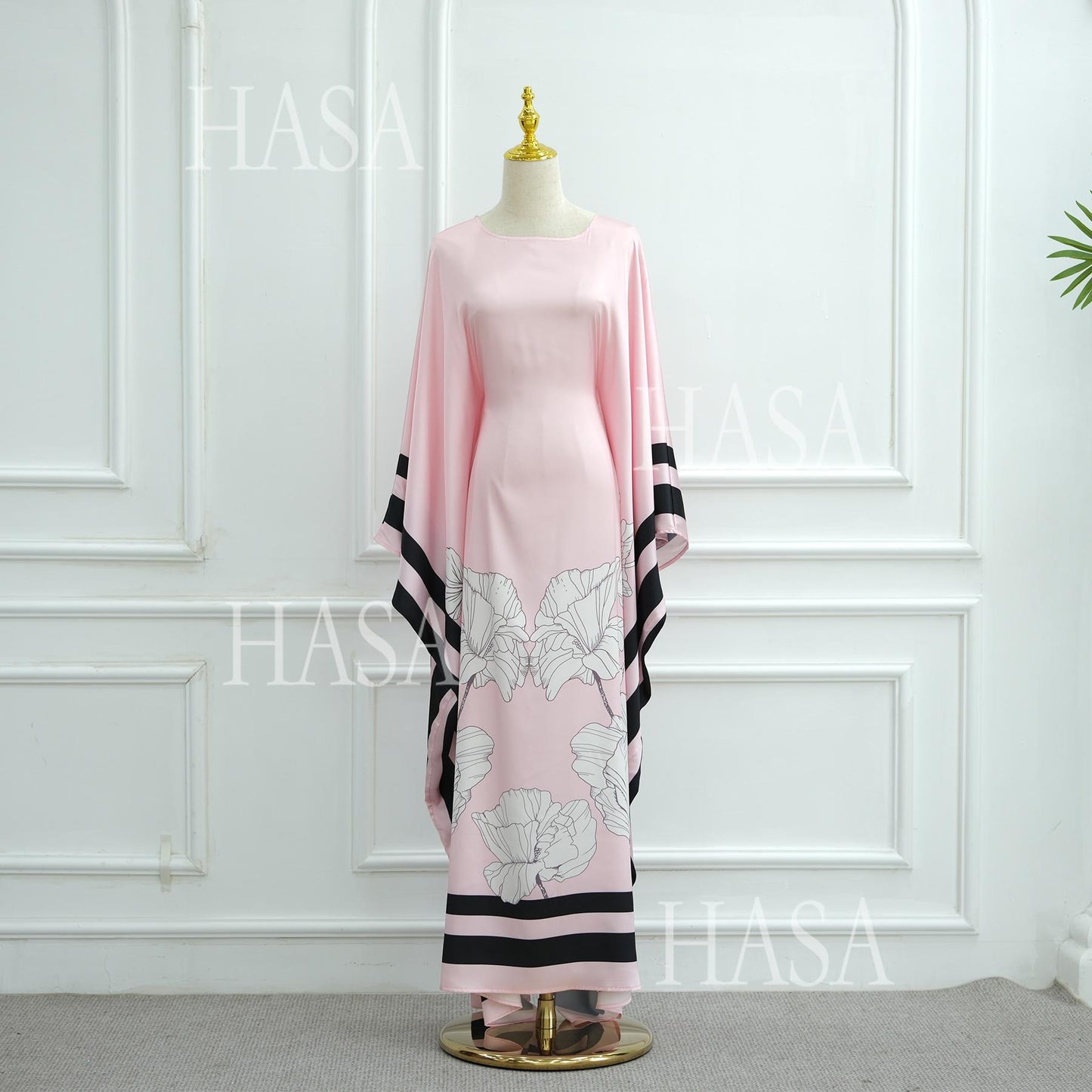 HS6556 Colorblock Print Cardigan Robe Dress