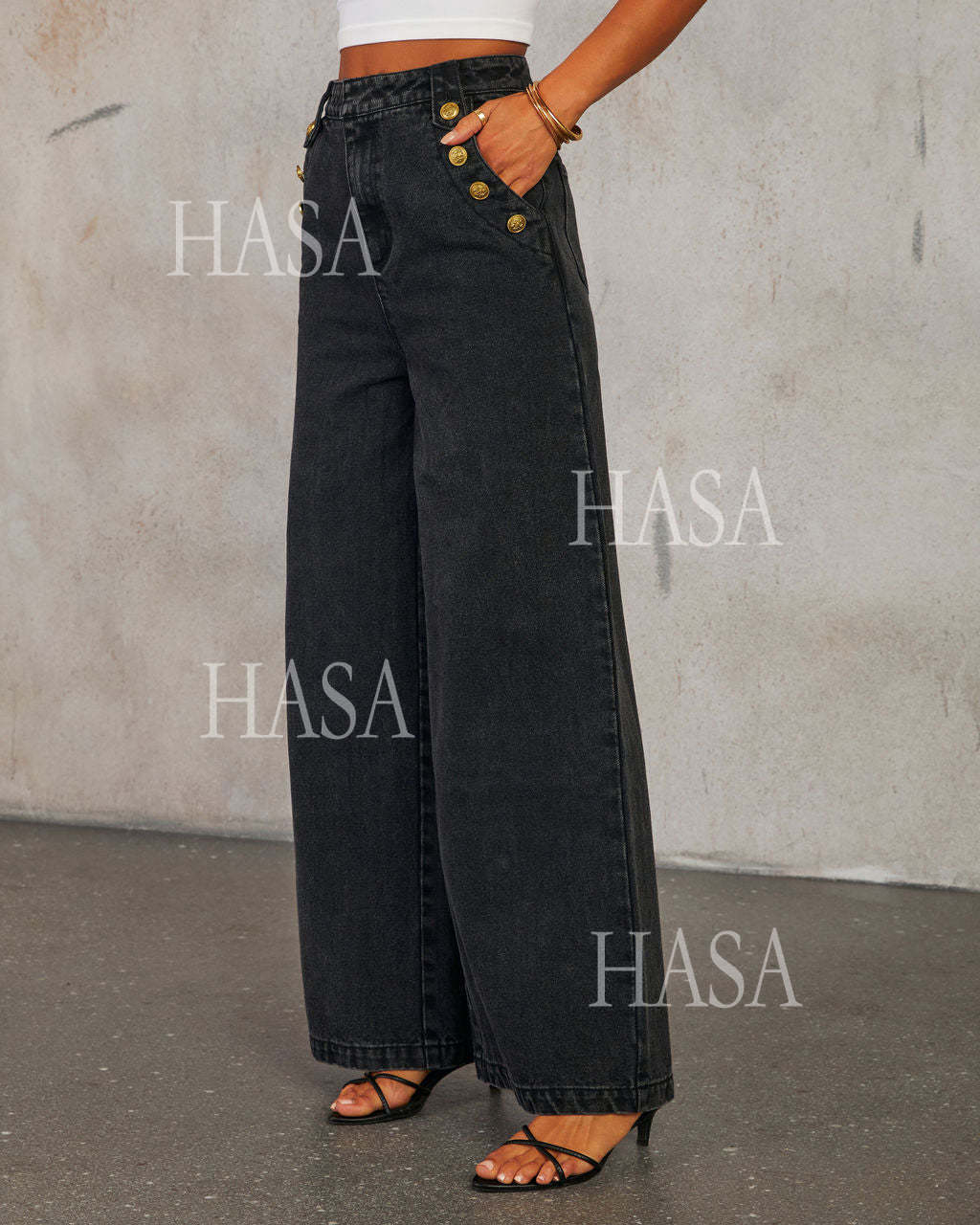 HASA HS6099 Casual Chic Denim Two Piece Outfit for Women