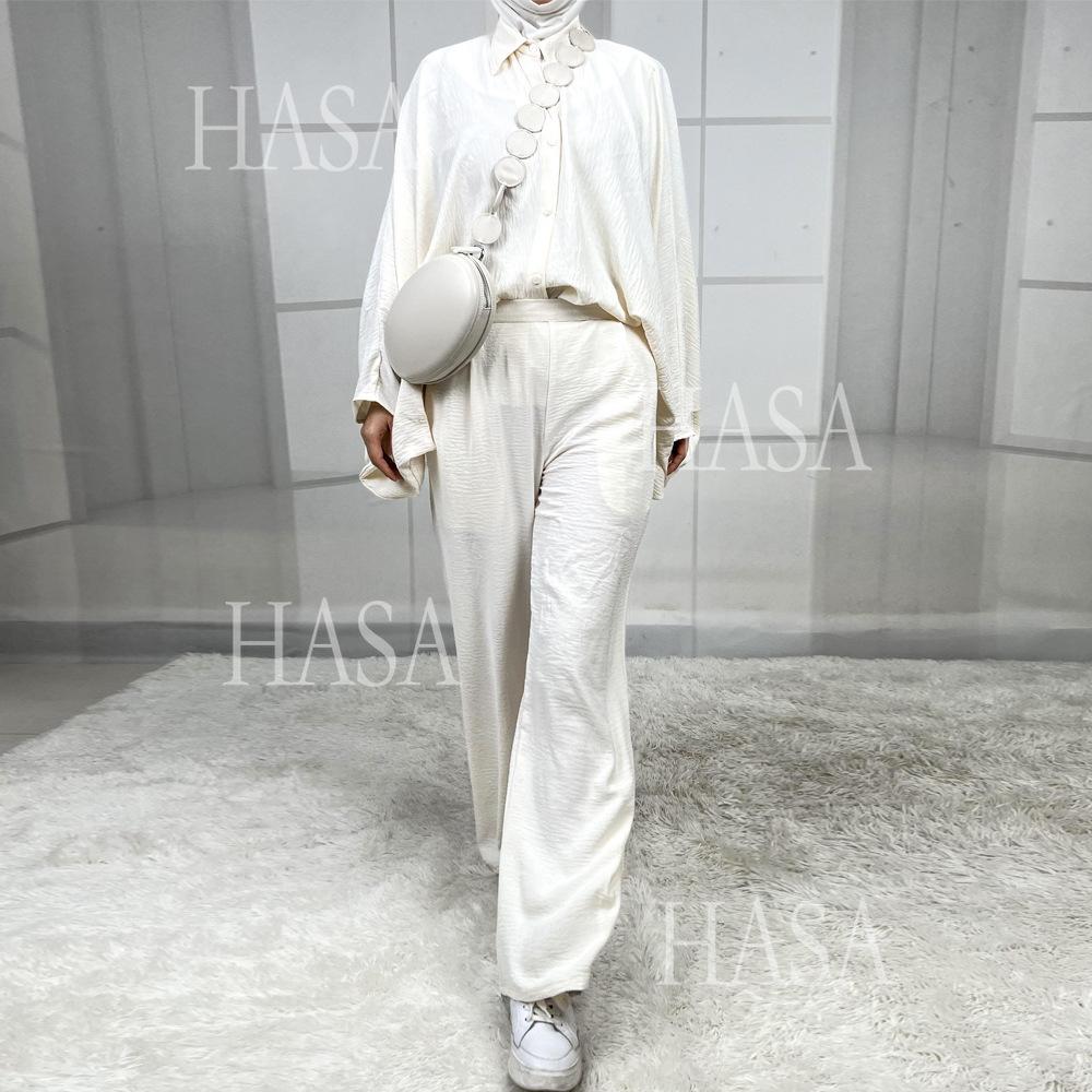 HS5855 High-end Crepe Linen Two-piece Suit (headscarf Not Included), Stylish and Simple, Showing Elegance