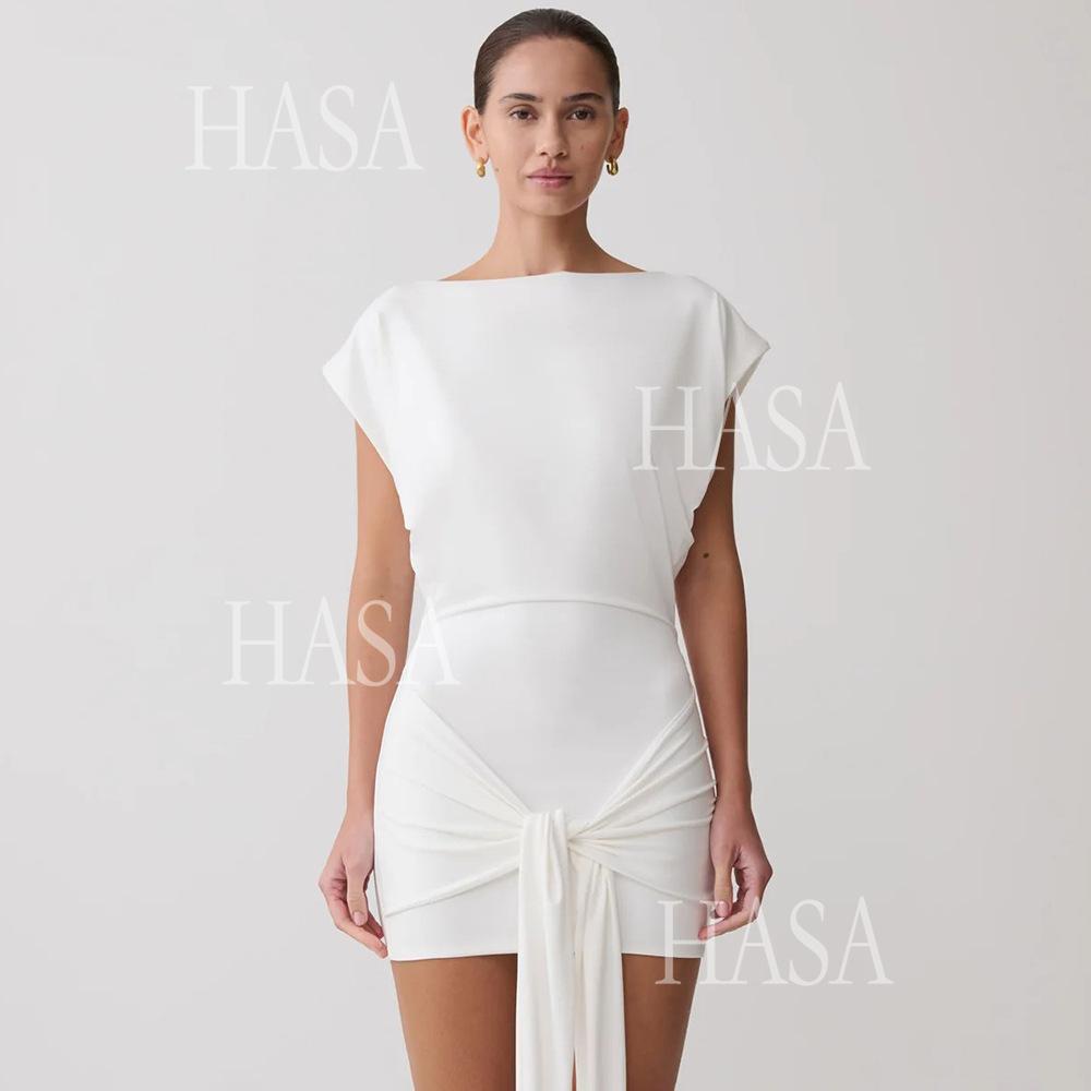 HASA HS6770 Minimal Chic Short Sleeve Mini Dress