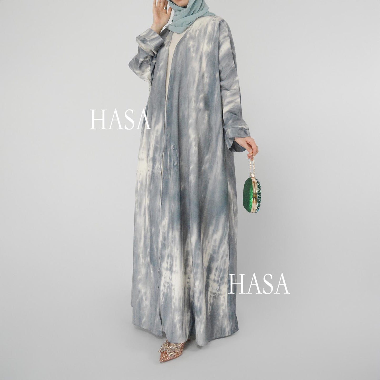 HS6322 Elegant Lightweight Printed Long Cardigan(Abaya Size 52-54)