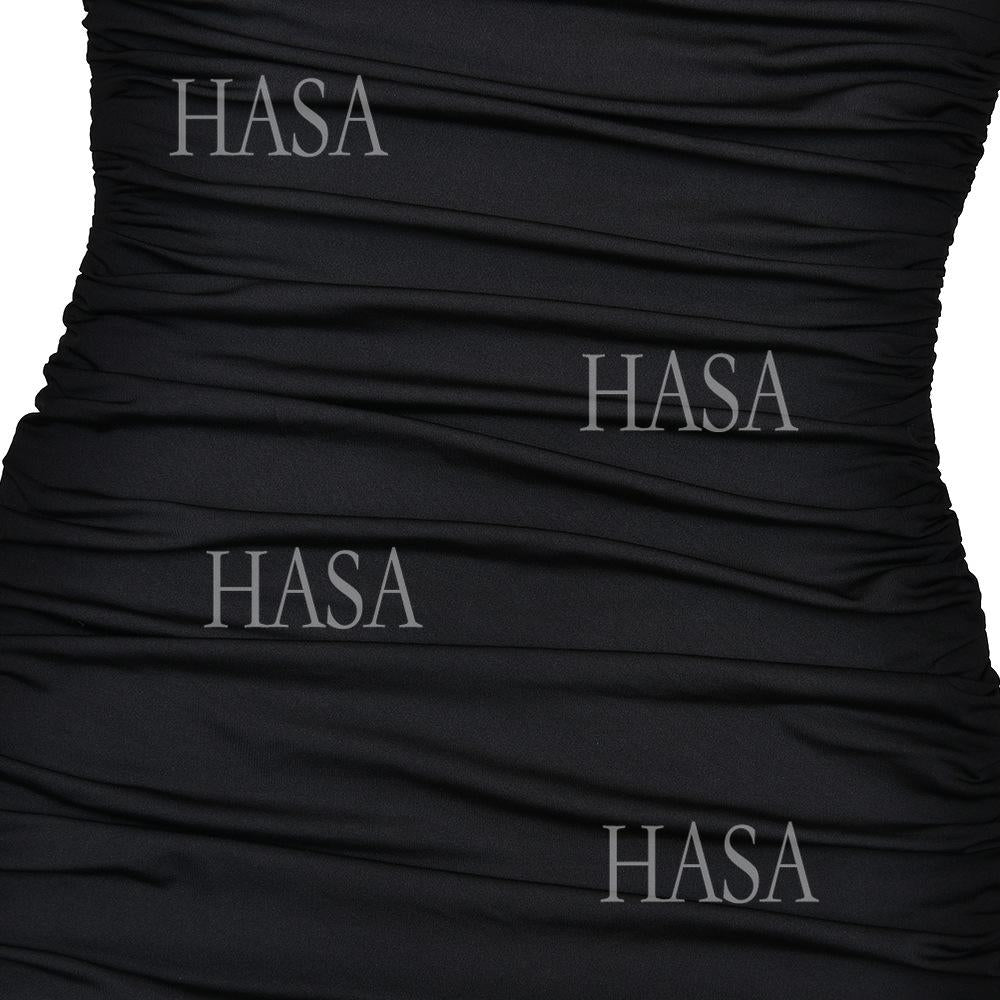 HASA HS6772 Slim Fit One Shoulder Mesh Lace Evening Dress
