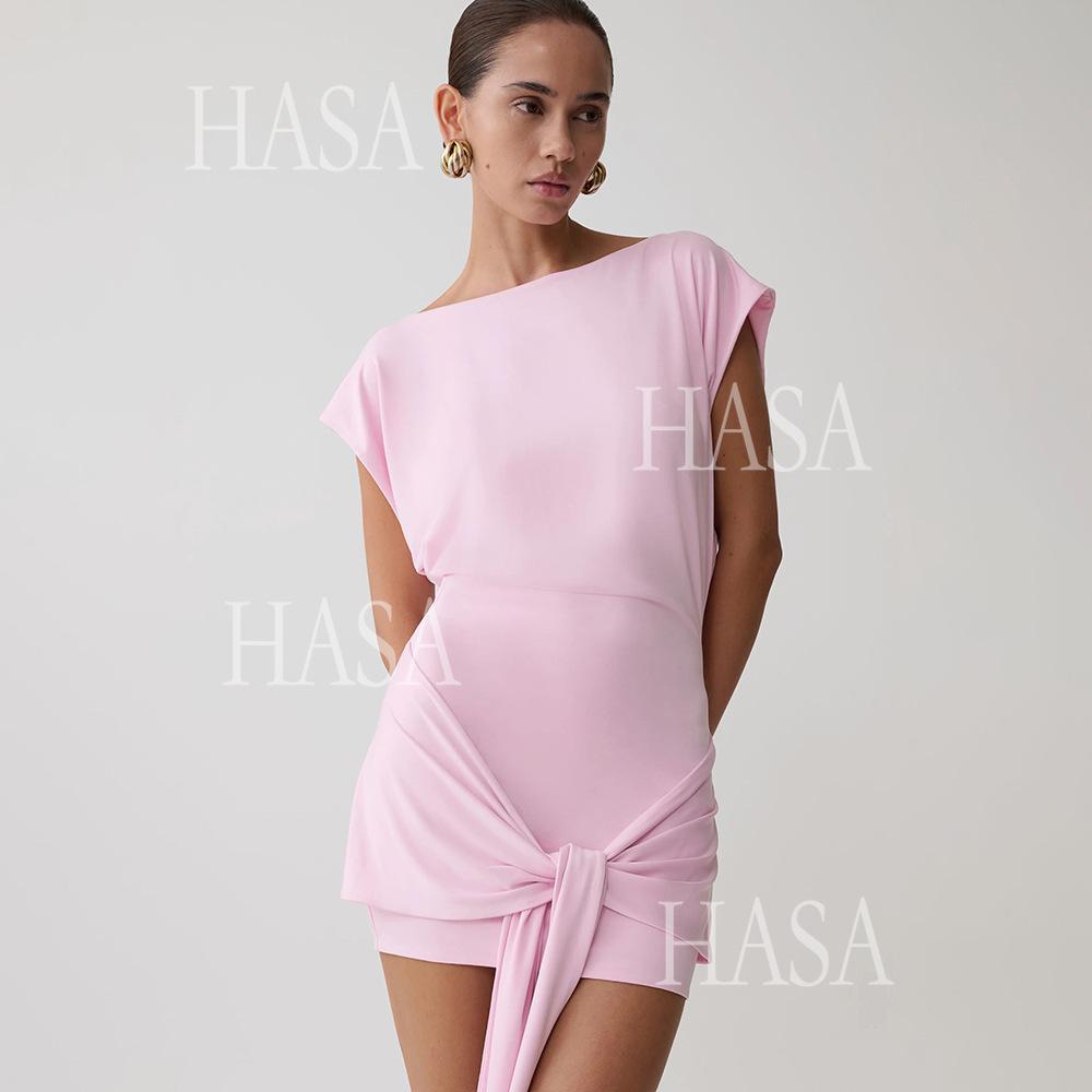 HASA HS6770 Minimal Chic Short Sleeve Mini Dress