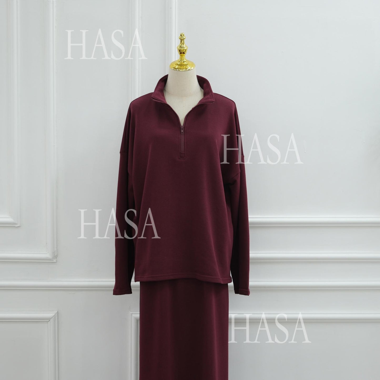 HASA HS6783 Cool Streetwear Maxi Skirt and Loose Top Set