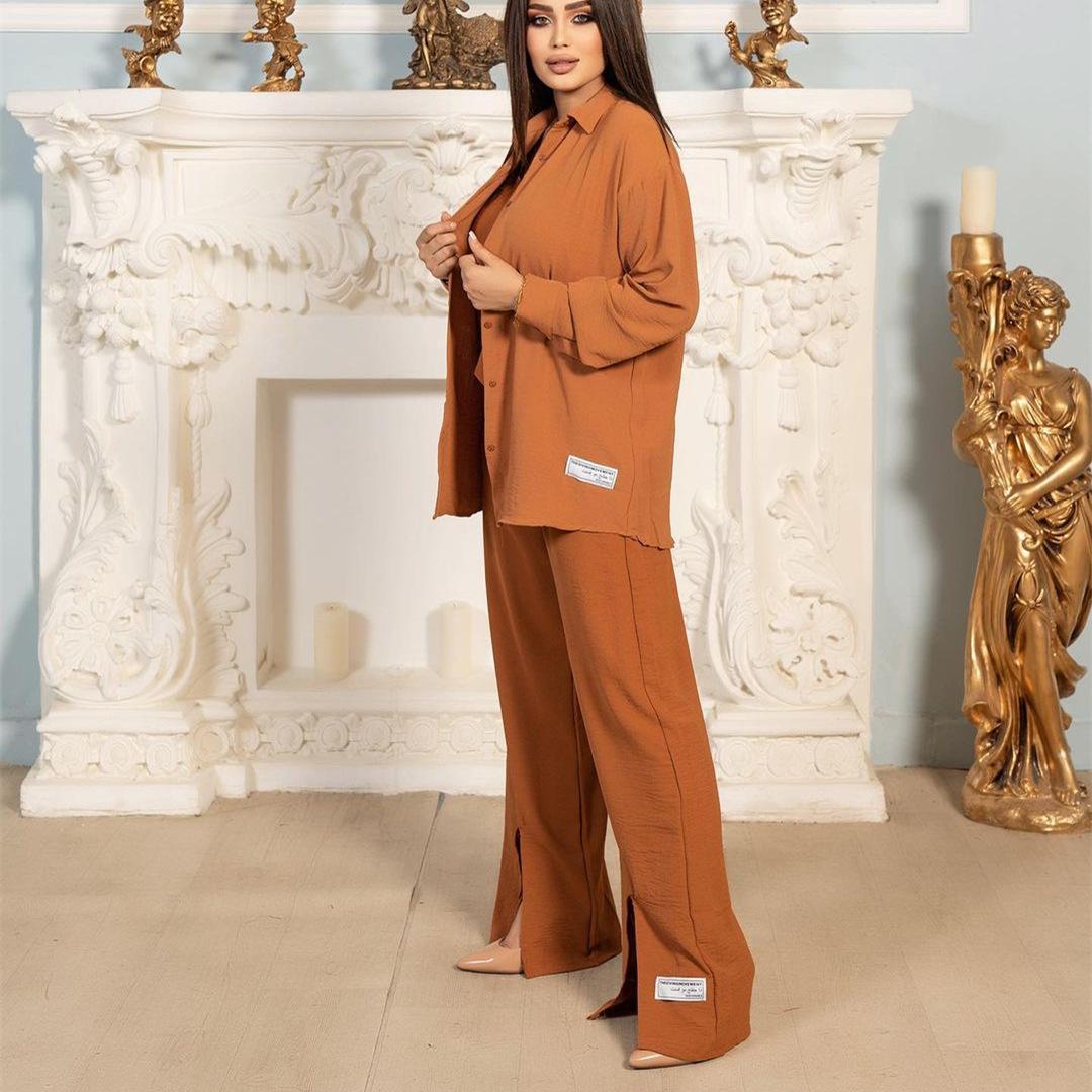 HASASERIES HS0829 3pcs Set Long Sleeved Shirt Vest and Pants