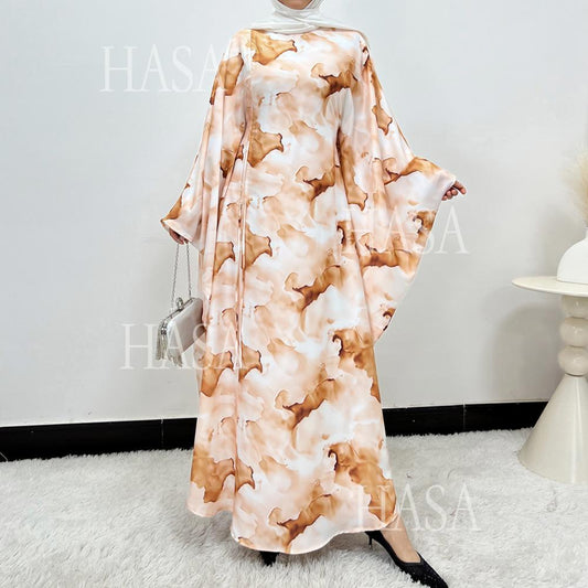 HS6502 Loose-fitting Printed Robe (headscarf Not Included)