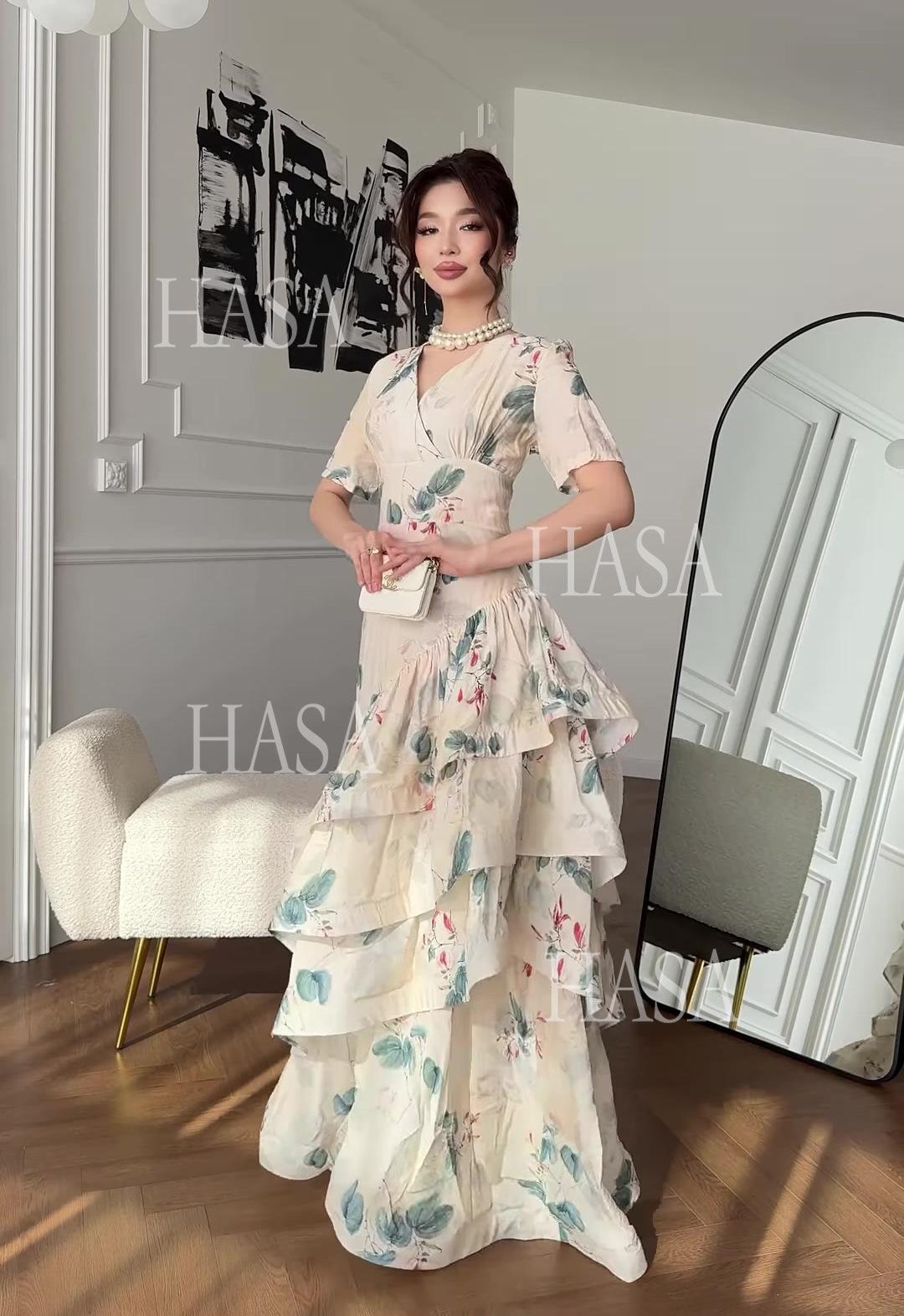 HS6747 Soft Girl Inspired Flowing Maxi Dress