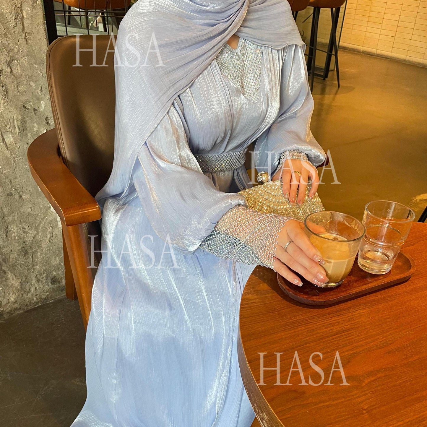 HS6481  Chiffon Robe 4 - Piece Set for Graceful Look