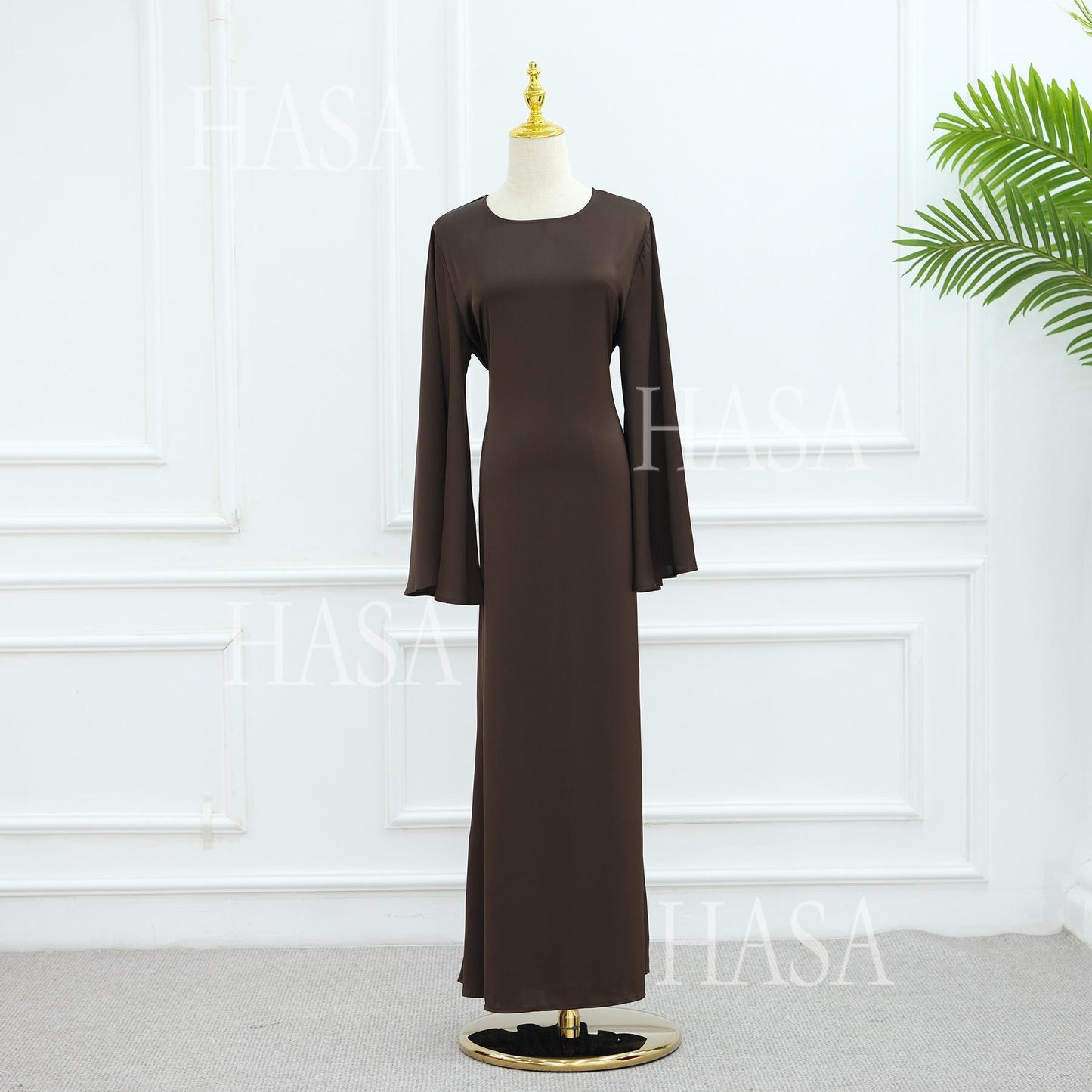 HS6491 Elegant Bell Sleeve Maxi Dress