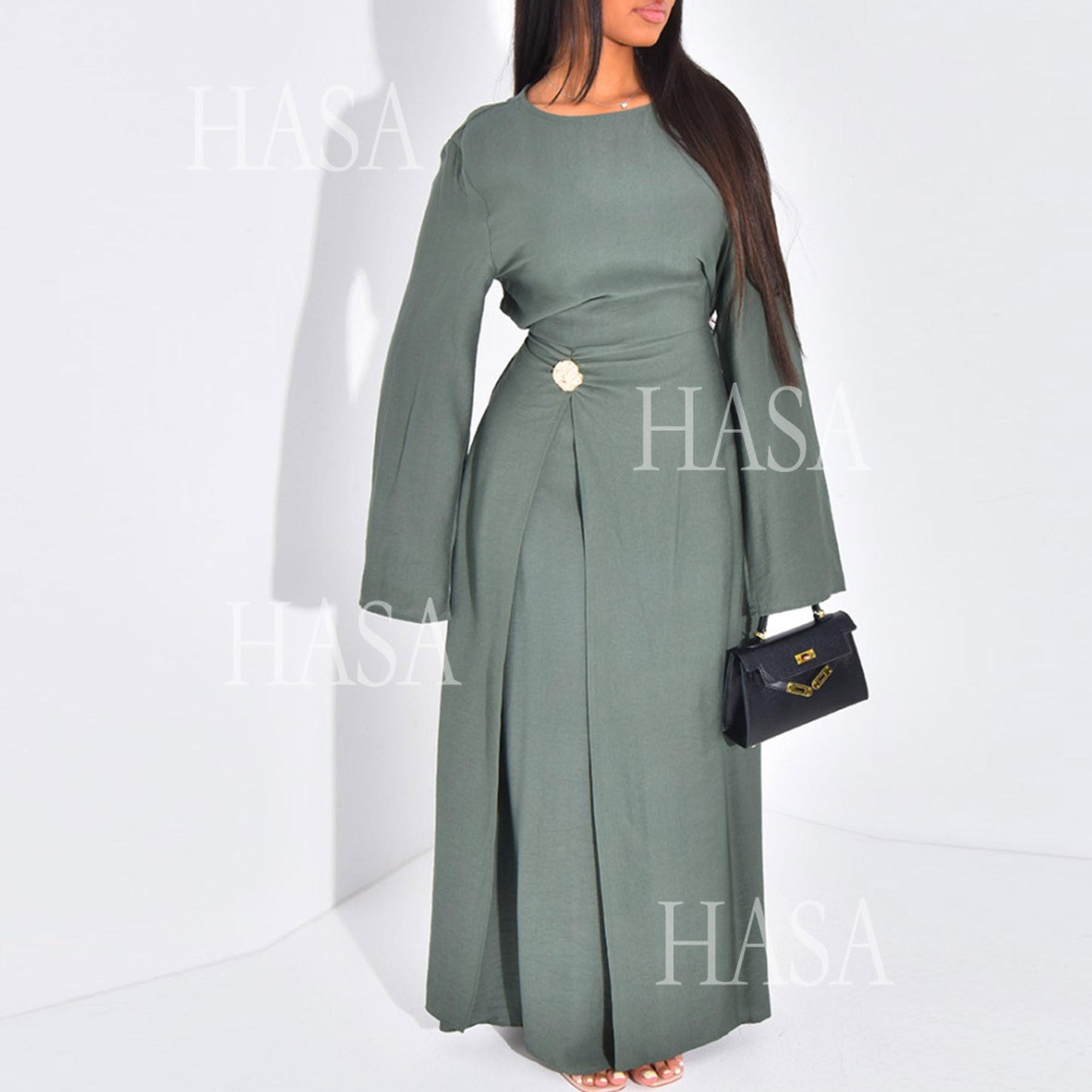 HS6549 Minimalist Abaya with Waist Detail
